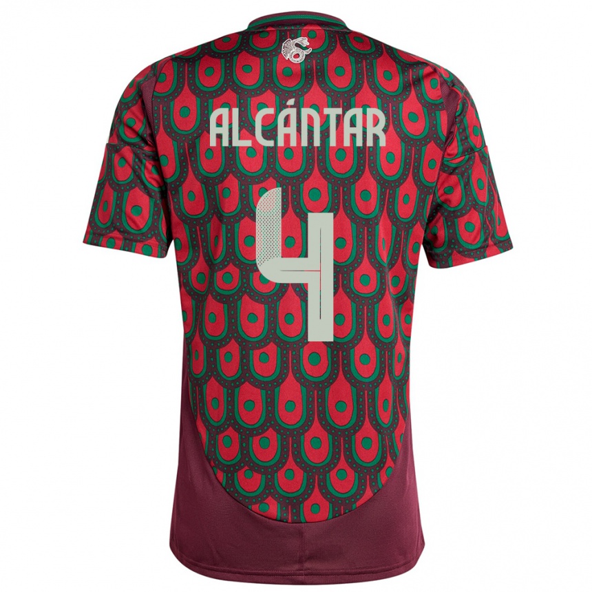 Men Football Mexico Jesus Alcantar #4 Maroon Home Jersey 24-26 T-Shirt Australia