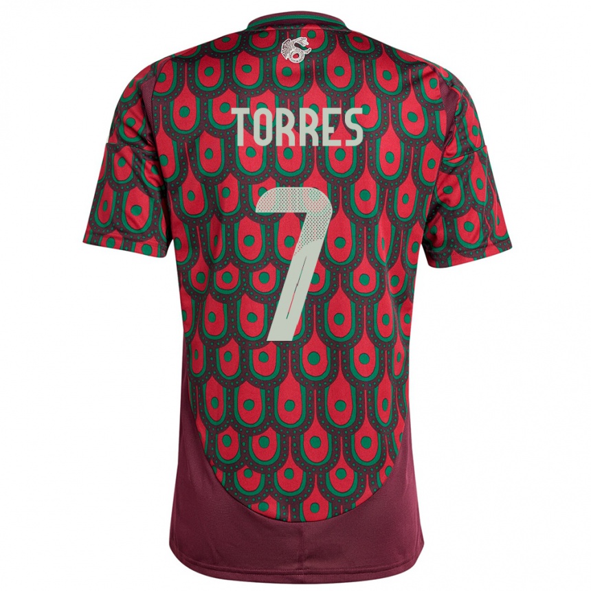 Men Football Mexico Christian Torres #7 Maroon Home Jersey 24-26 T-Shirt Australia