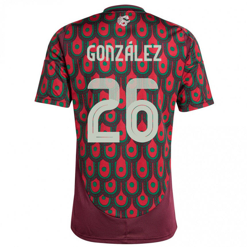 Men Football Mexico Bryan Gonzalez #26 Maroon Home Jersey 24-26 T-Shirt Australia