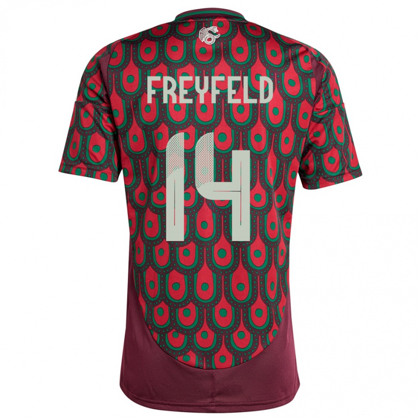 Men Football Mexico Emiliano Freyfeld #14 Maroon Home Jersey 24-26 T-Shirt Australia