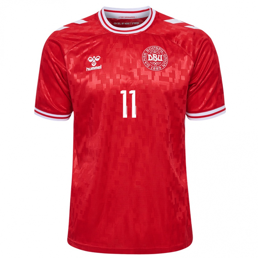 Men Football Denmark Andreas Skov Olsen #11 Red Home Jersey 24-26 T-Shirt Australia