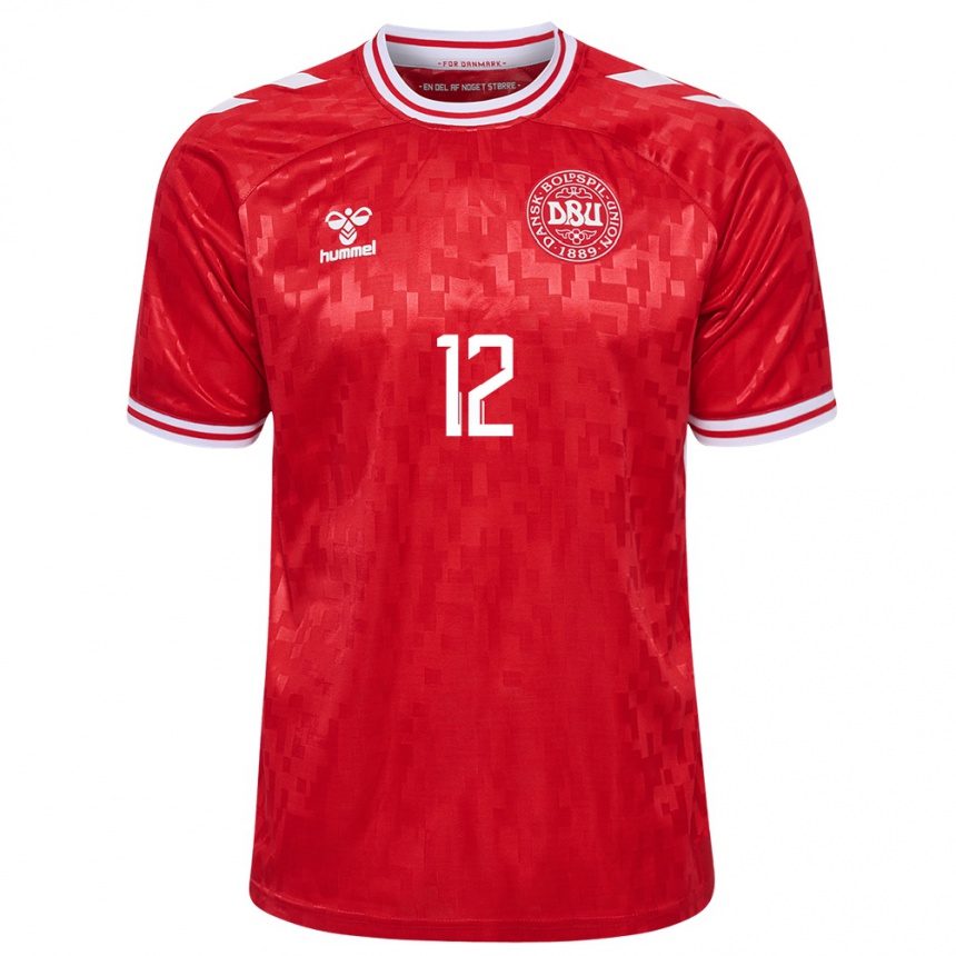 Men Football Denmark Kathrine Kuhl #12 Red Home Jersey 24-26 T-Shirt Australia