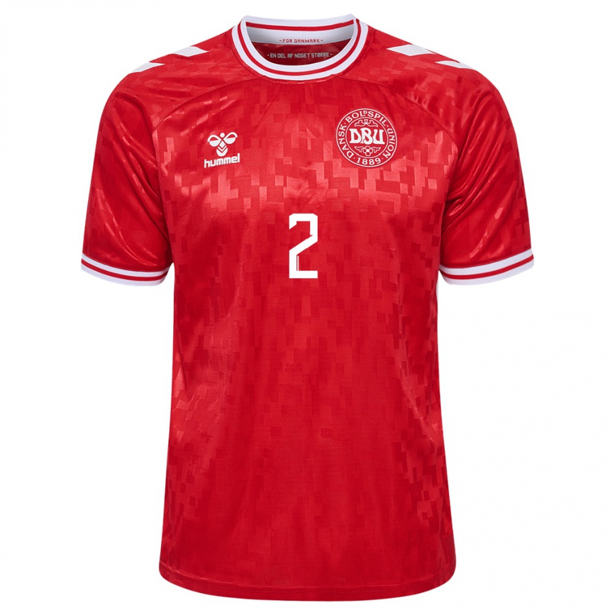 Men Football Denmark Oliver Svendsen #2 Red Home Jersey 24-26 T-Shirt Australia