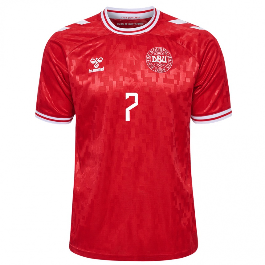 Men Football Denmark Mathias Jensen #7 Red Home Jersey 24-26 T-Shirt Australia