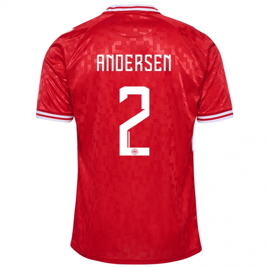 Men Football Denmark Joachim Andersen #2 Red Home Jersey 24-26 T-Shirt Australia