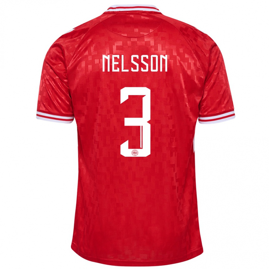 Men Football Denmark Victor Nelsson #3 Red Home Jersey 24-26 T-Shirt Australia