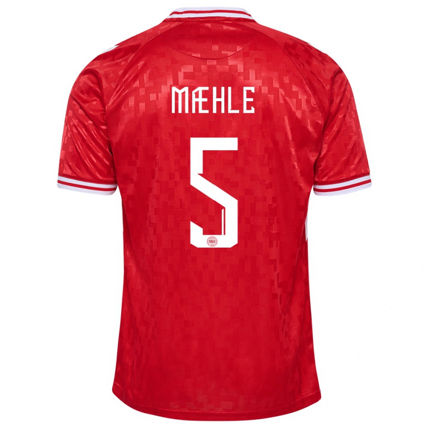 Men Football Denmark Joakim Maehle #5 Red Home Jersey 24-26 T-Shirt Australia