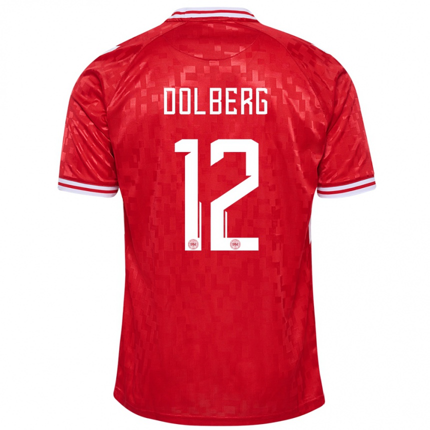 Men Football Denmark Kasper Dolberg #12 Red Home Jersey 24-26 T-Shirt Australia