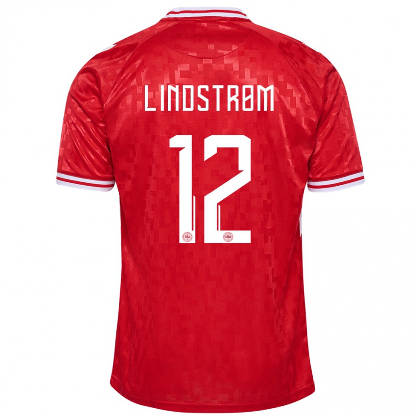 Men Football Denmark Jesper Lindstrom #12 Red Home Jersey 24-26 T-Shirt Australia