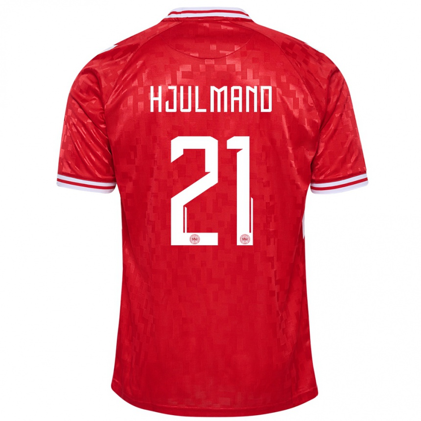 Men Football Denmark Morten Hjulmand #21 Red Home Jersey 24-26 T-Shirt Australia