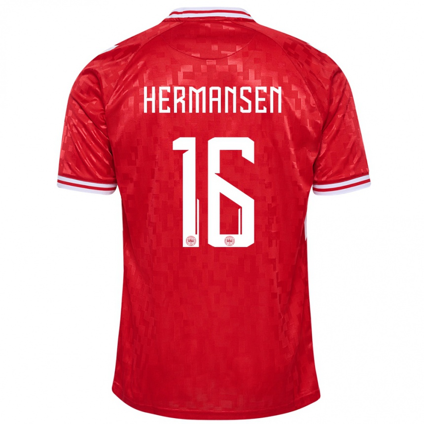 Men Football Denmark Mads Hermansen #16 Red Home Jersey 24-26 T-Shirt Australia