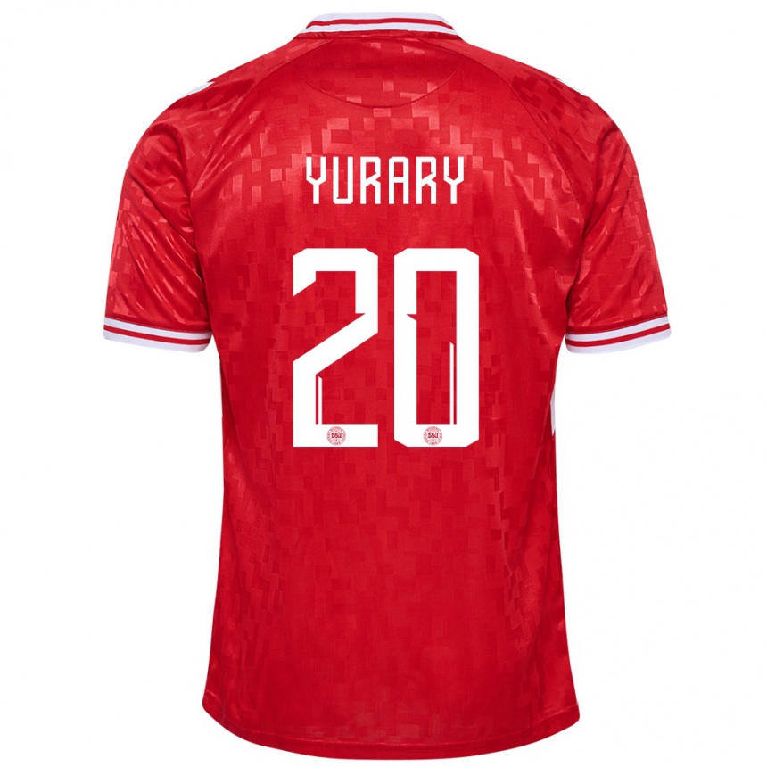 Men Football Denmark Yussuf Poulsen #20 Red Home Jersey 24-26 T-Shirt Australia