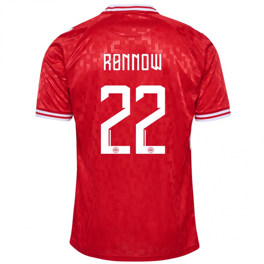 Men Football Denmark Frederik Ronnow #22 Red Home Jersey 24-26 T-Shirt Australia