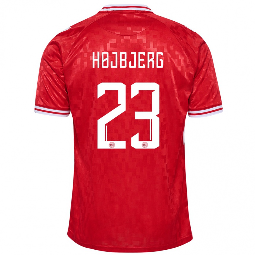 Men Football Denmark Pierre Emile Hojbjerg #23 Red Home Jersey 24-26 T-Shirt Australia