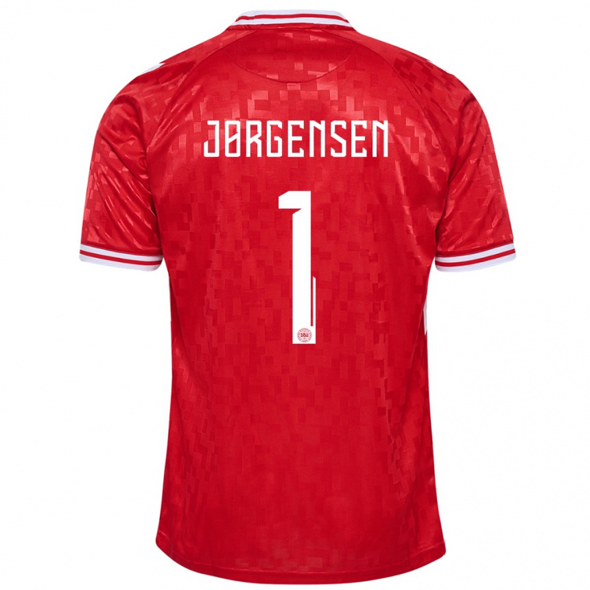 Men Football Denmark Filip Jørgensen #1 Red Home Jersey 24-26 T-Shirt Australia