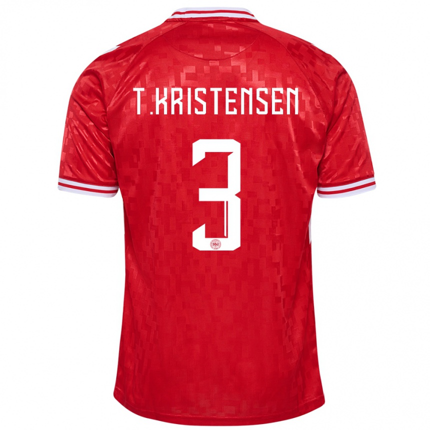 Men Football Denmark Thomas Kristensen #3 Red Home Jersey 24-26 T-Shirt Australia