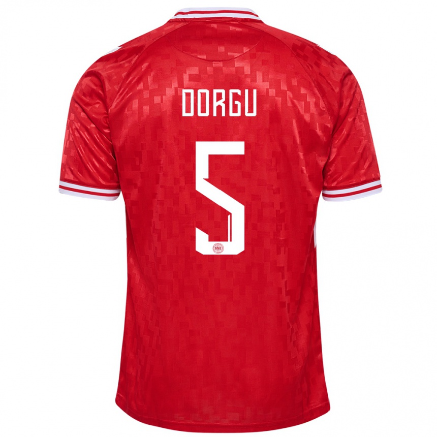 Men Football Denmark Patrick Dorgu #5 Red Home Jersey 24-26 T-Shirt Australia