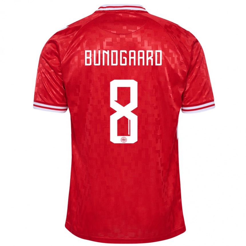 Men Football Denmark Filip Bundgaard #8 Red Home Jersey 24-26 T-Shirt Australia