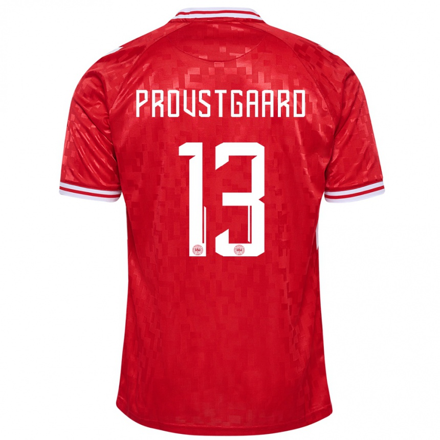 Men Football Denmark Oliver Provstgaard #13 Red Home Jersey 24-26 T-Shirt Australia