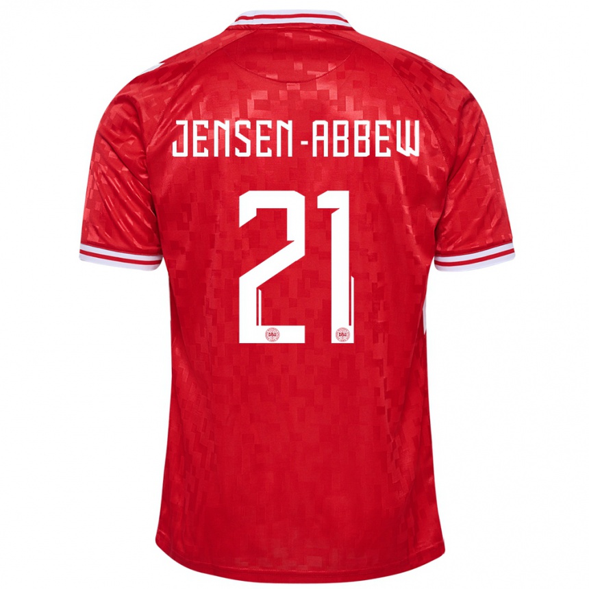 Men Football Denmark Jonas Jensen-Abbew #21 Red Home Jersey 24-26 T-Shirt Australia