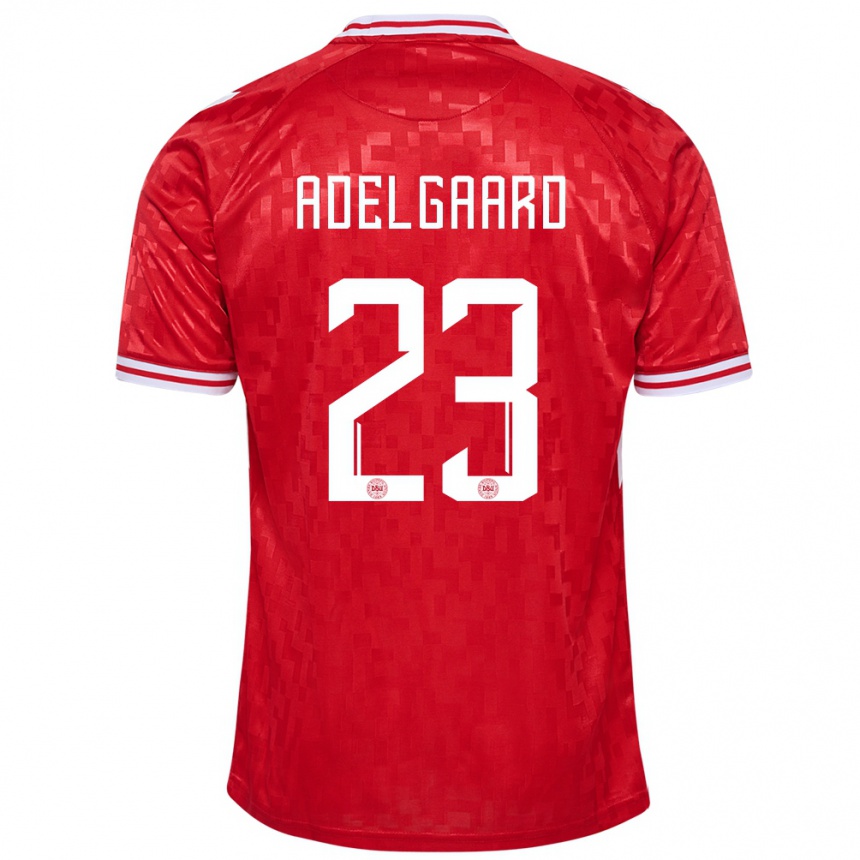 Men Football Denmark Aske Adelgaard #23 Red Home Jersey 24-26 T-Shirt Australia