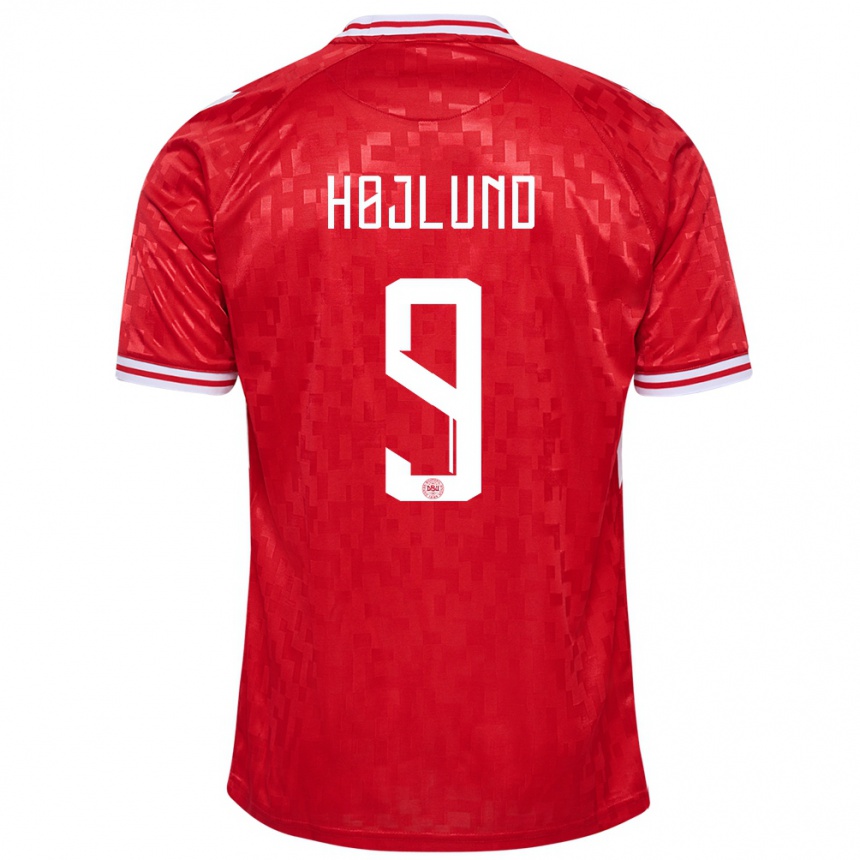 Men Football Denmark Emil Højlund #9 Red Home Jersey 24-26 T-Shirt Australia