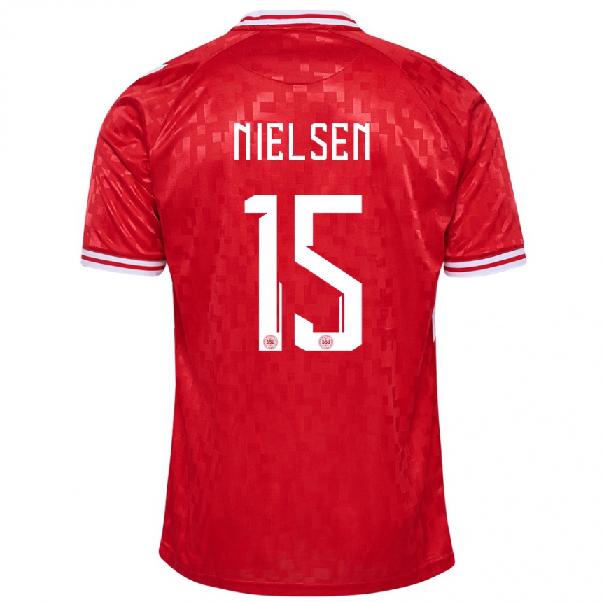 Men Football Denmark Villads Nielsen #15 Red Home Jersey 24-26 T-Shirt Australia