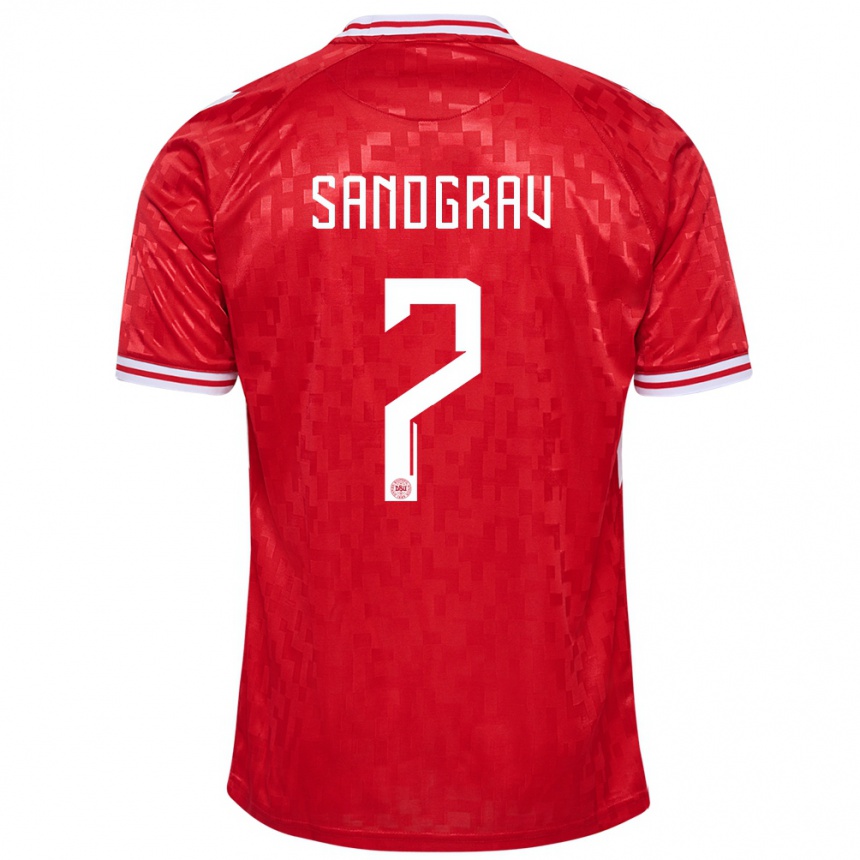 Men Football Denmark Lauge Sandgrav #7 Red Home Jersey 24-26 T-Shirt Australia