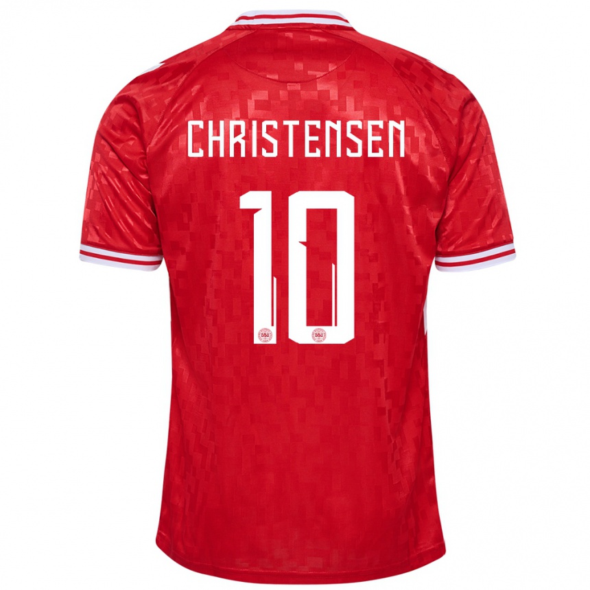 Men Football Denmark Gustav Christensen #10 Red Home Jersey 24-26 T-Shirt Australia