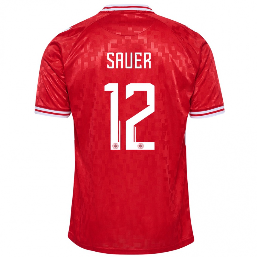 Men Football Denmark Mathias Sauer #12 Red Home Jersey 24-26 T-Shirt Australia