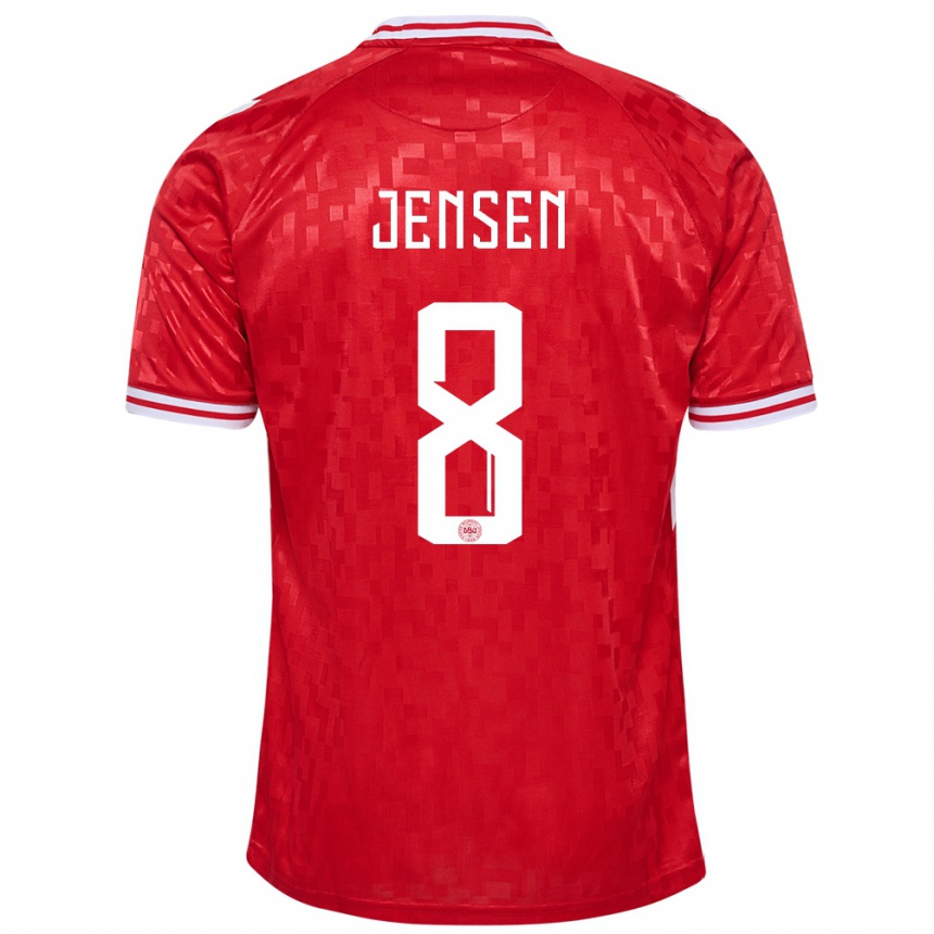 Men Football Denmark Tobias Lund Jensen #8 Red Home Jersey 24-26 T-Shirt Australia