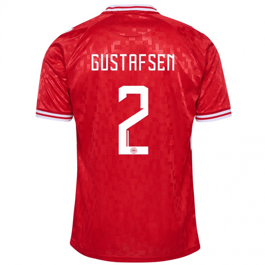 Men Football Denmark Victor Gustafsen #2 Red Home Jersey 24-26 T-Shirt Australia