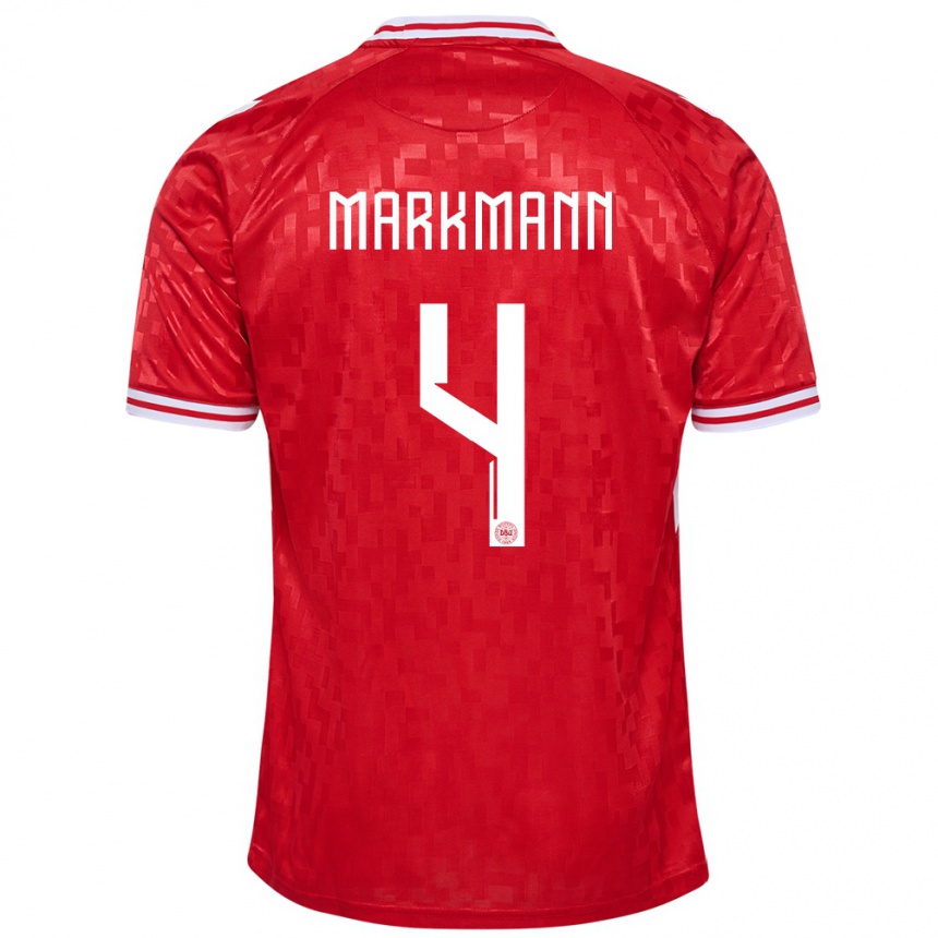 Men Football Denmark Noah Markmann #4 Red Home Jersey 24-26 T-Shirt Australia