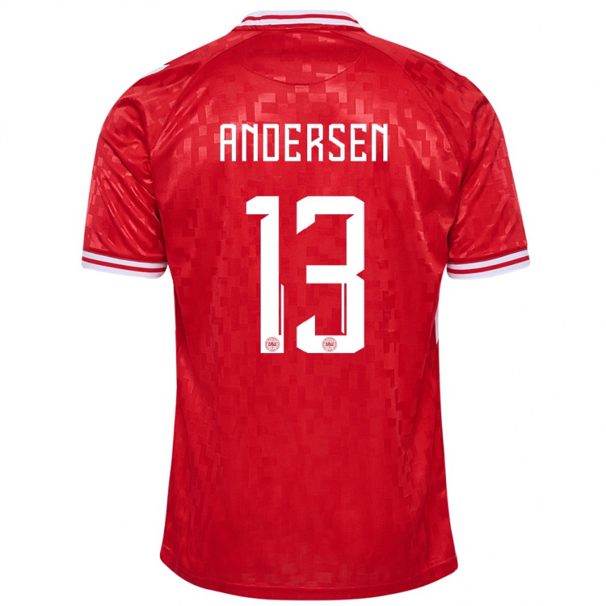 Men Football Denmark Frej Andersen #13 Red Home Jersey 24-26 T-Shirt Australia