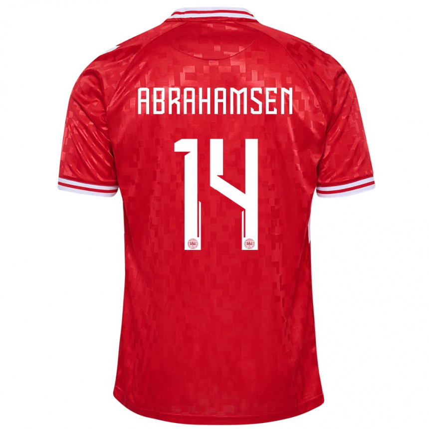 Men Football Denmark Mads Abrahamsen #14 Red Home Jersey 24-26 T-Shirt Australia