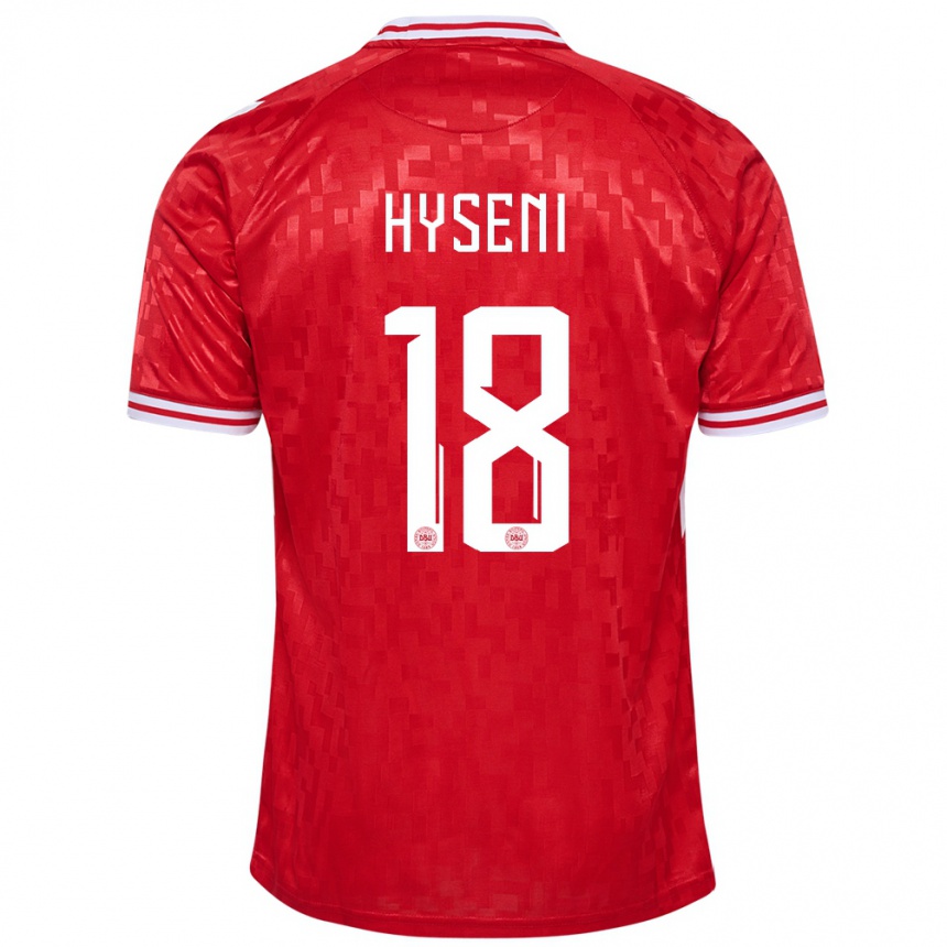 Men Football Denmark Olti Hyseni #18 Red Home Jersey 24-26 T-Shirt Australia