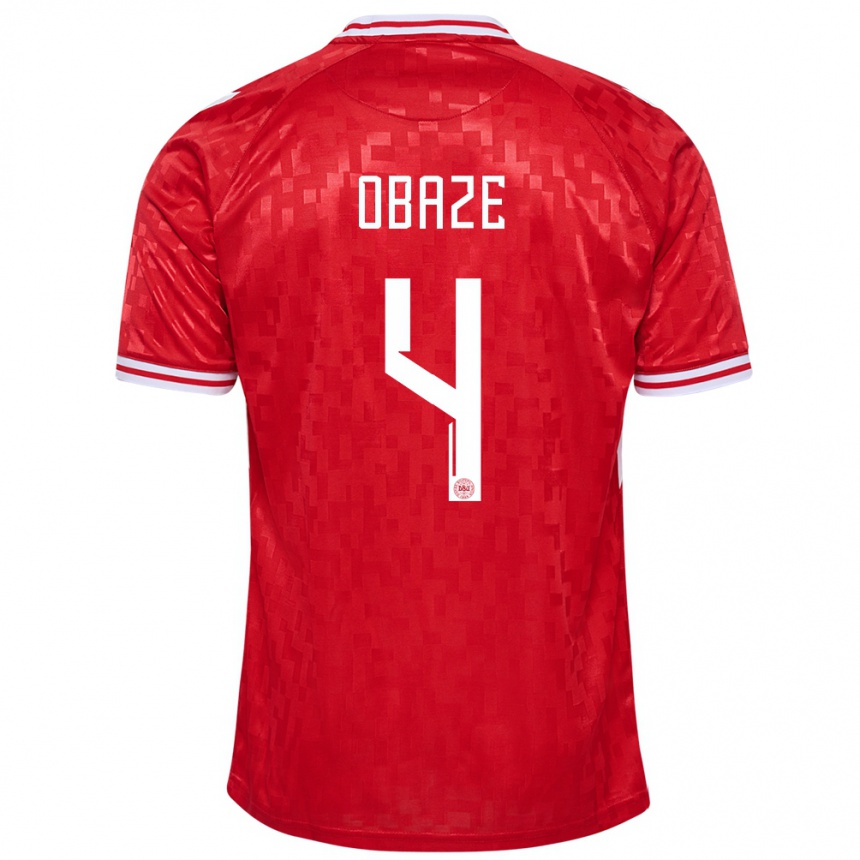 Men Football Denmark Isabella Obaze #4 Red Home Jersey 24-26 T-Shirt Australia