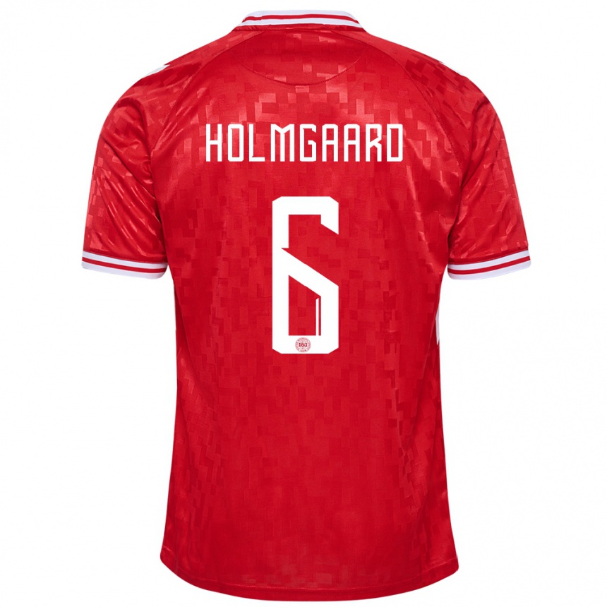 Men Football Denmark Karen Holmgaard #6 Red Home Jersey 24-26 T-Shirt Australia