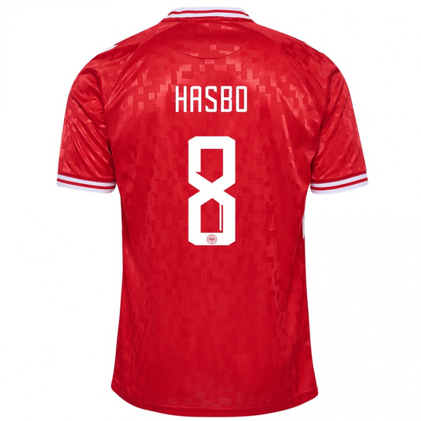 Men Football Denmark Josefine Hasbo #8 Red Home Jersey 24-26 T-Shirt Australia