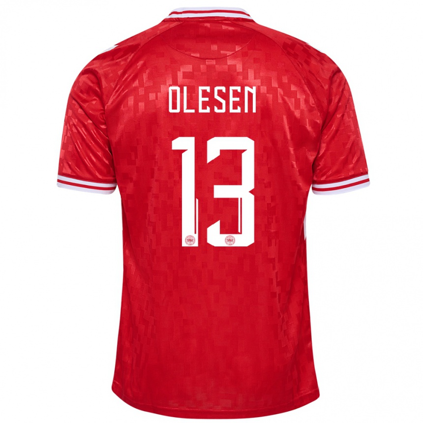 Men Football Denmark Karoline Olesen #13 Red Home Jersey 24-26 T-Shirt Australia