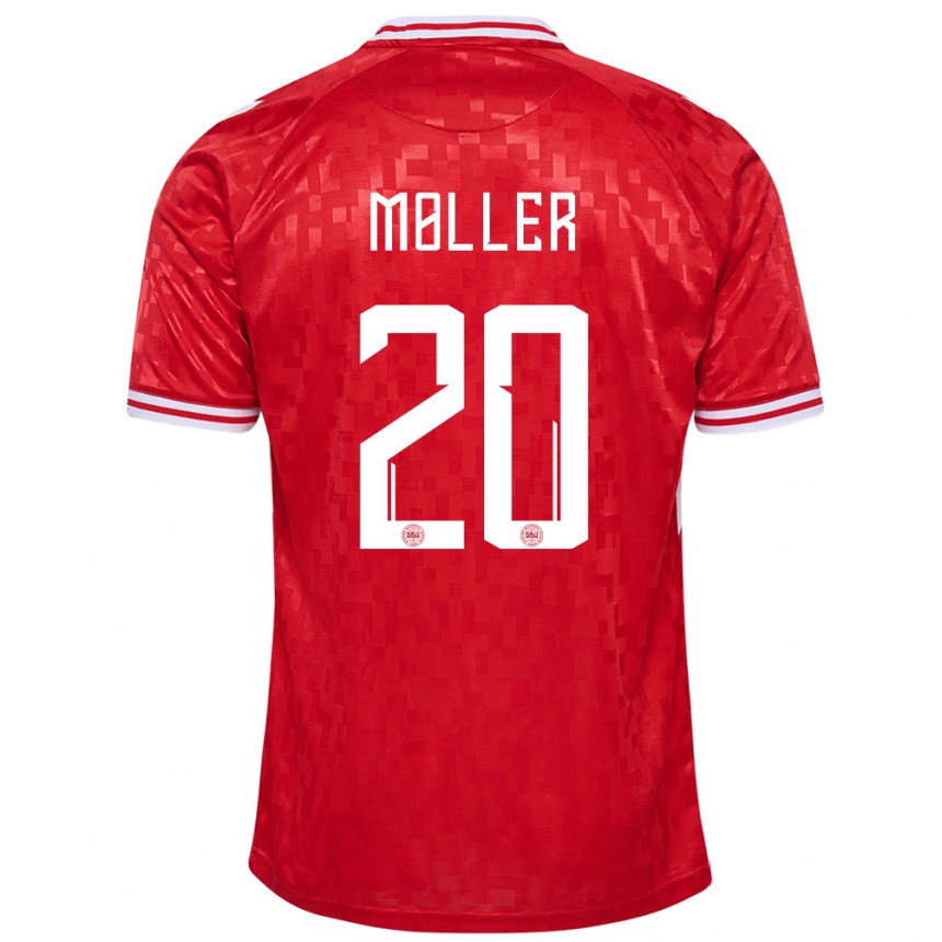 Men Football Denmark Caroline Moller #20 Red Home Jersey 24-26 T-Shirt Australia