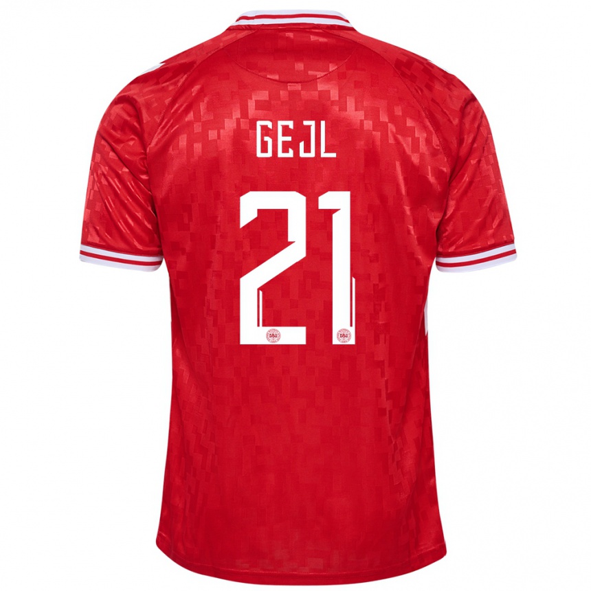 Men Football Denmark Mille Gejl #21 Red Home Jersey 24-26 T-Shirt Australia