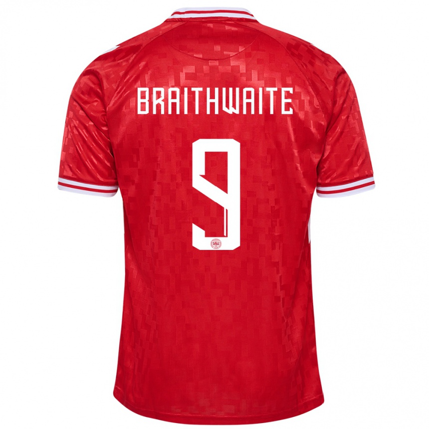 Men Football Denmark Martin Braithwaite #9 Red Home Jersey 24-26 T-Shirt Australia