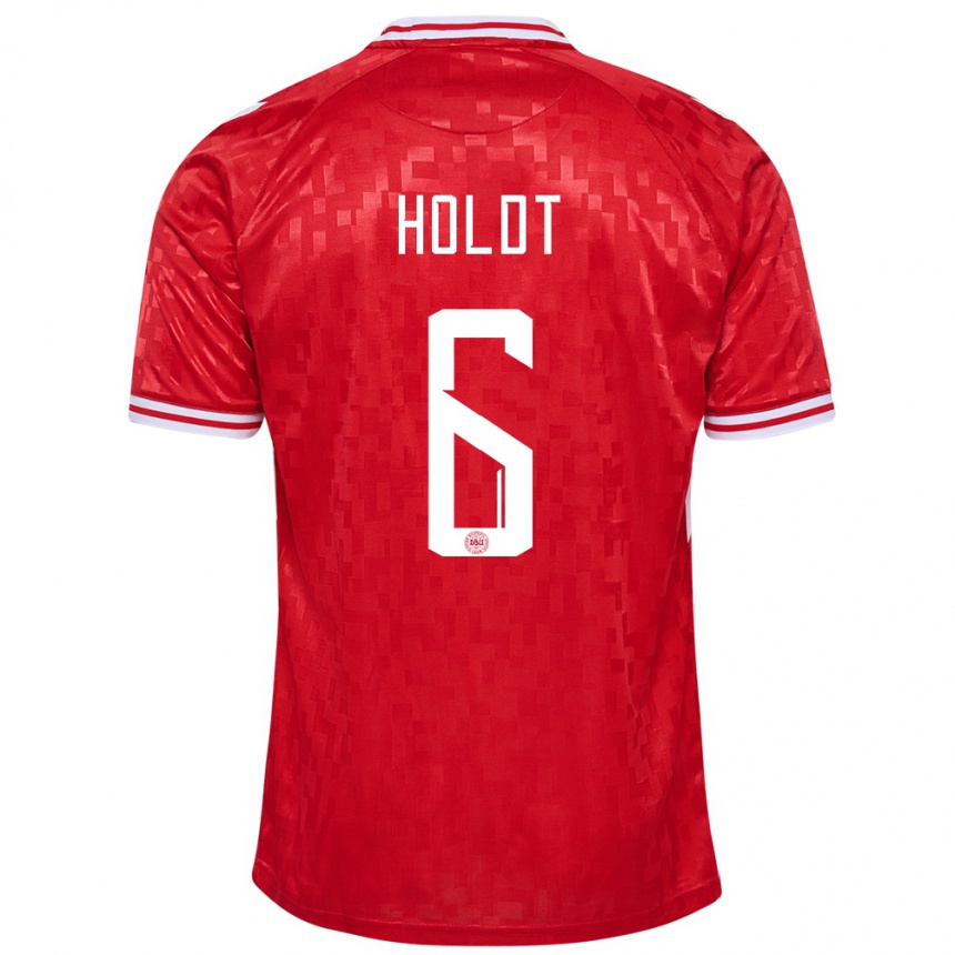 Men Football Denmark Olivia Holdt #6 Red Home Jersey 24-26 T-Shirt Australia