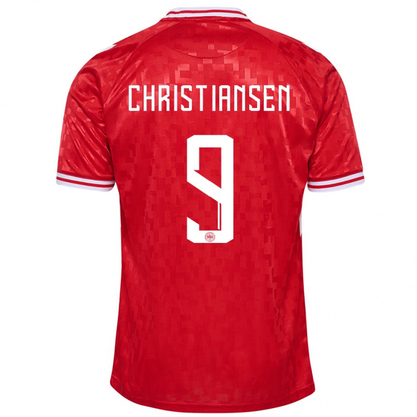 Men Football Denmark Nanna Christiansen #9 Red Home Jersey 24-26 T-Shirt Australia