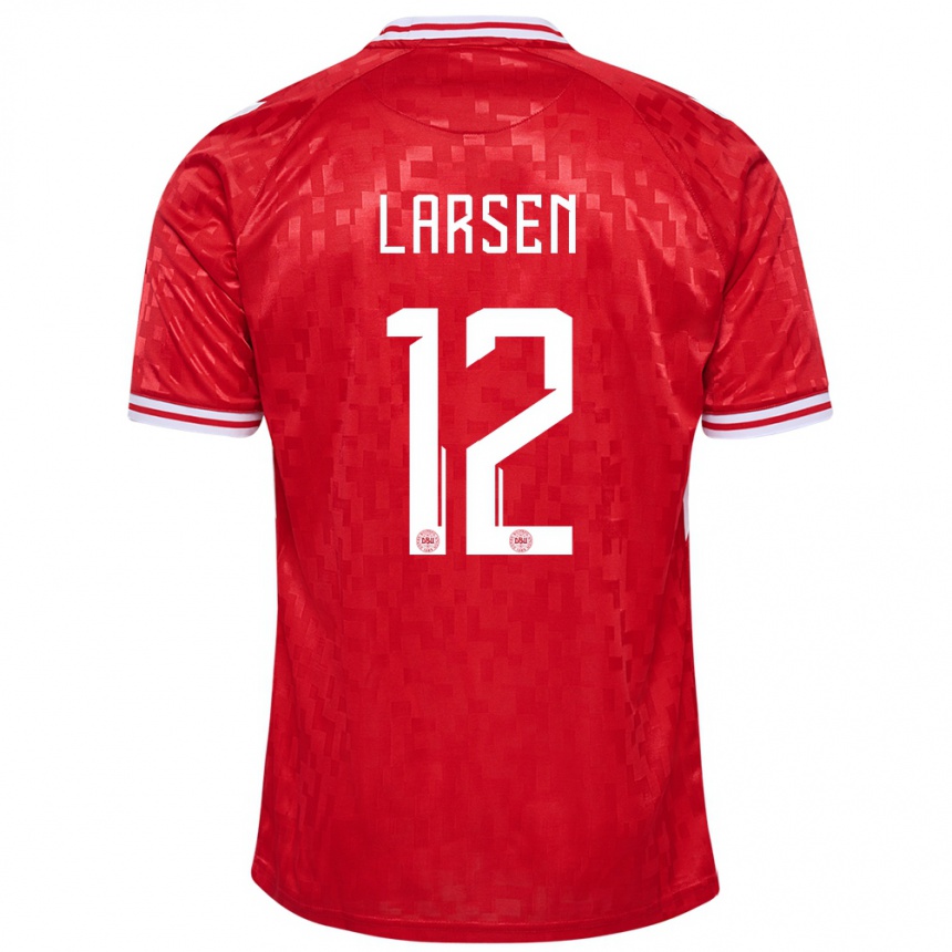 Men Football Denmark Stine Larsen #12 Red Home Jersey 24-26 T-Shirt Australia