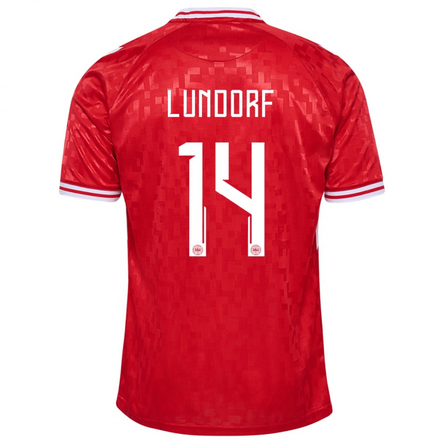 Men Football Denmark Matilde Lundorf #14 Red Home Jersey 24-26 T-Shirt Australia