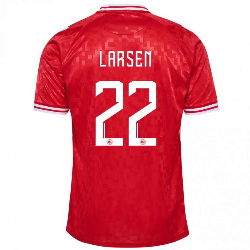 Men Football Denmark Kathrine Larsen #22 Red Home Jersey 24-26 T-Shirt Australia