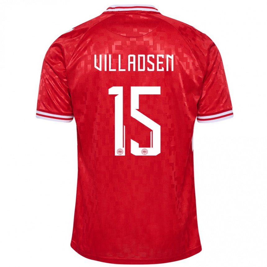 Men Football Denmark Oliver Villadsen #15 Red Home Jersey 24-26 T-Shirt Australia