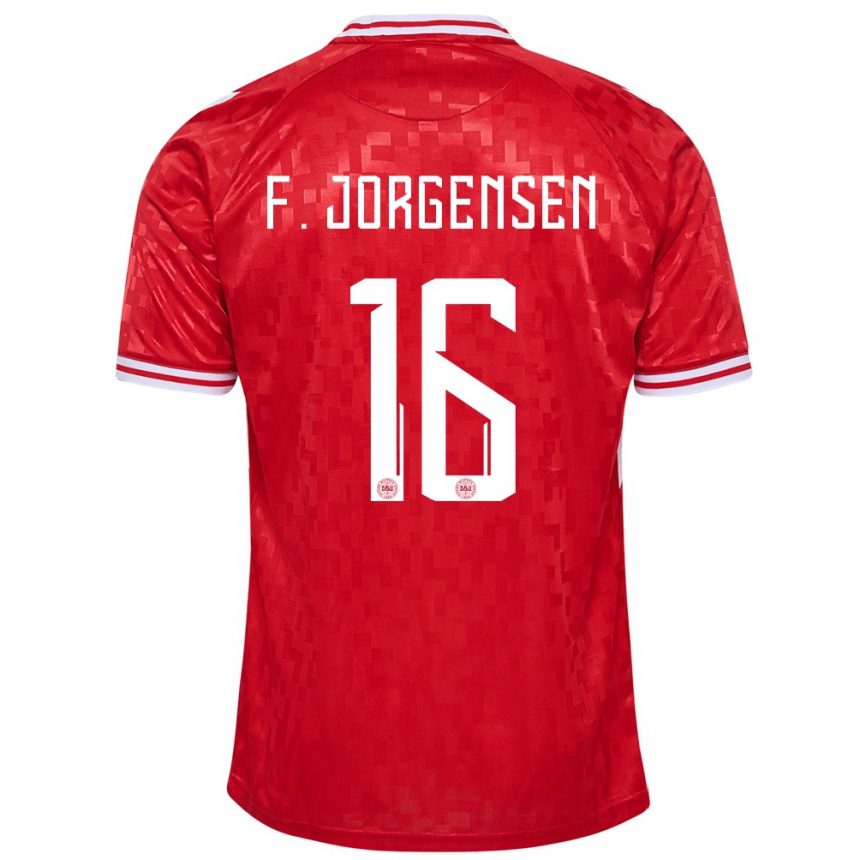 Men Football Denmark Filip Jorgensen #16 Red Home Jersey 24-26 T-Shirt Australia